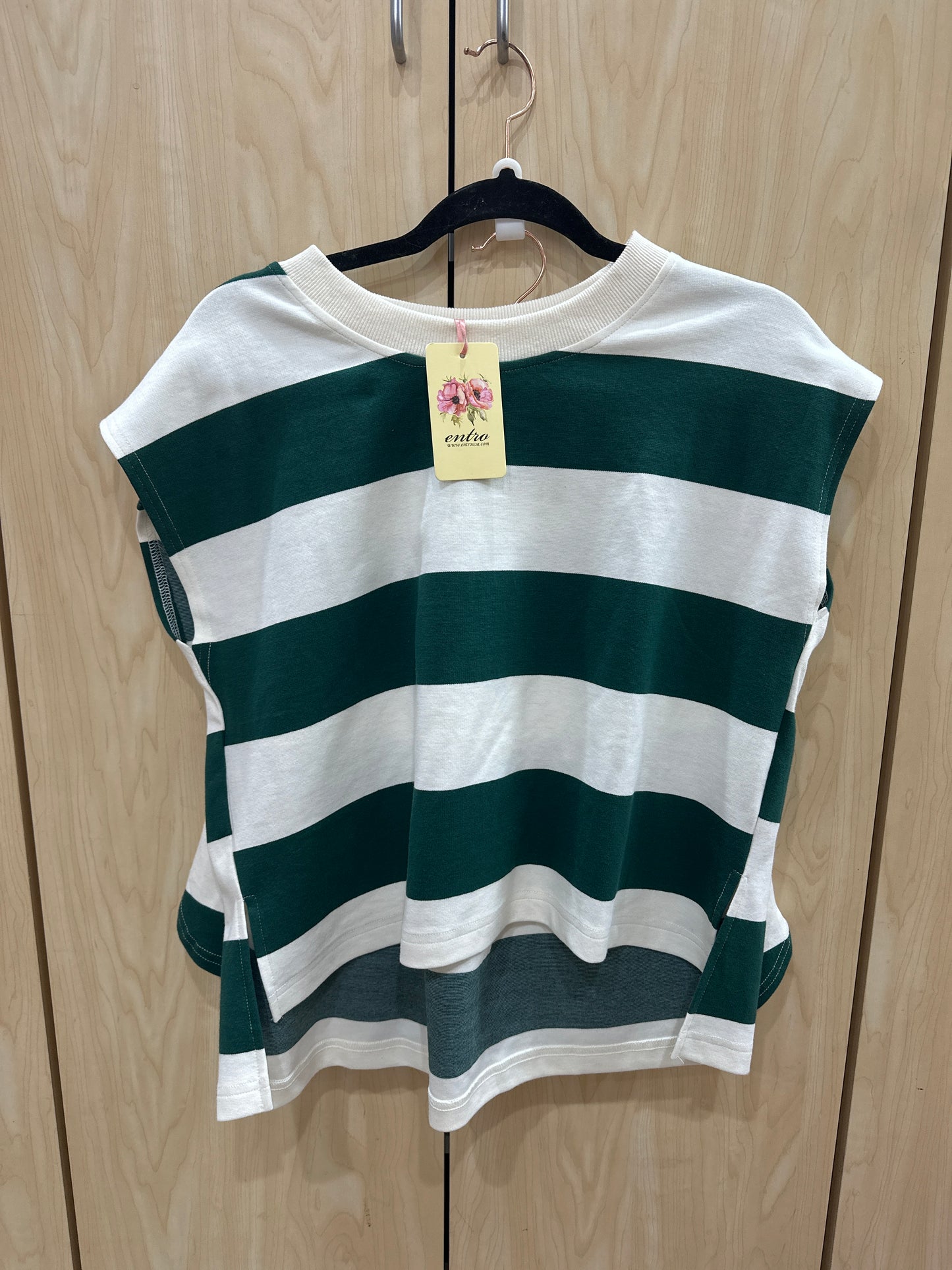 GREEN AND WHITE STRIPE 2PC SET