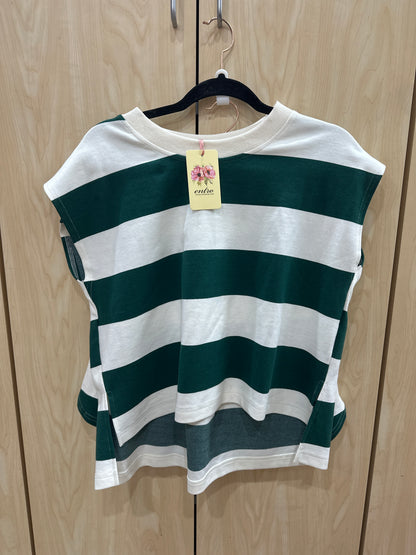 GREEN AND WHITE STRIPE 2PC SET