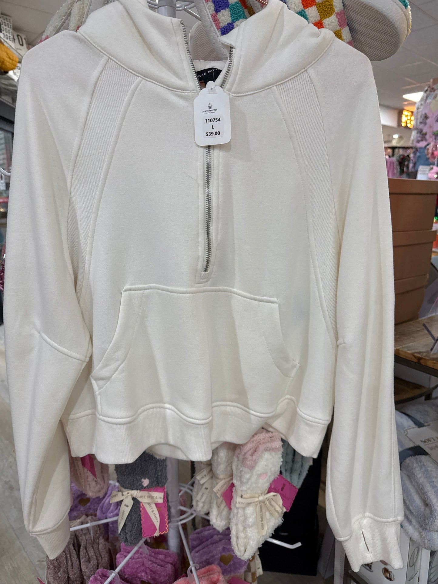 FRENCH TERRY CROPPED QTR ZIP HOODIE