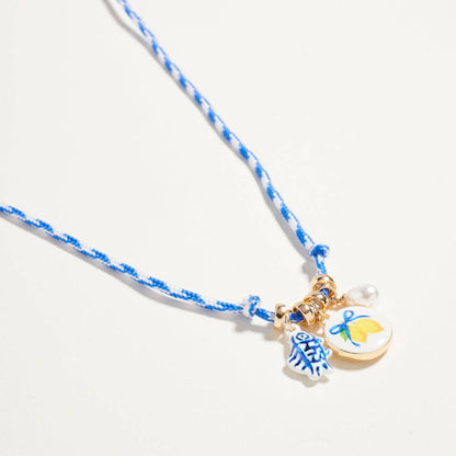 CERAMIC SARDINE FISH LEMON PEARL AMALFI NECKLACE