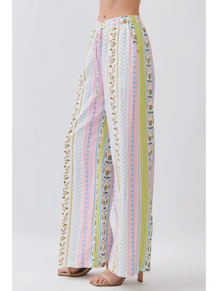 MULTI COLOR FLORAL WIDE LEG PANTS