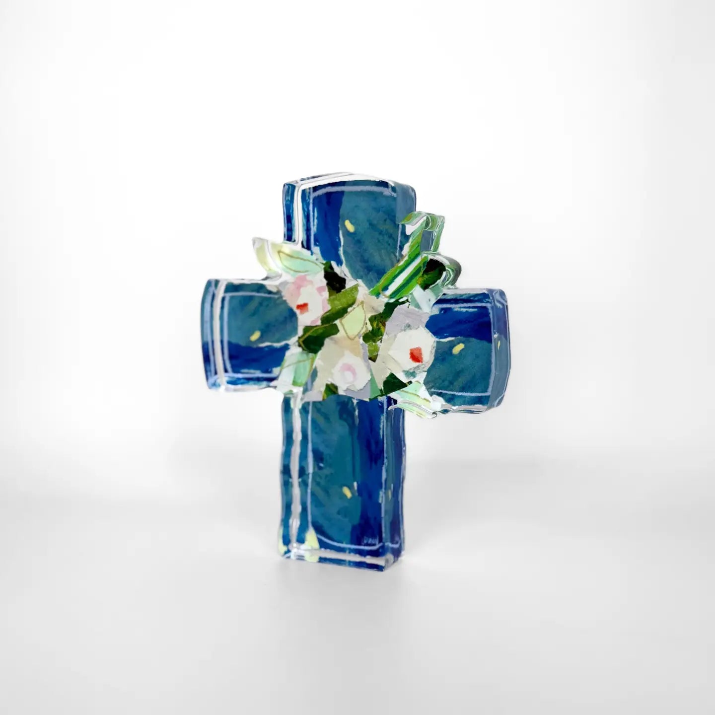 BLUE CONFETTI ACRYLIC CROSS