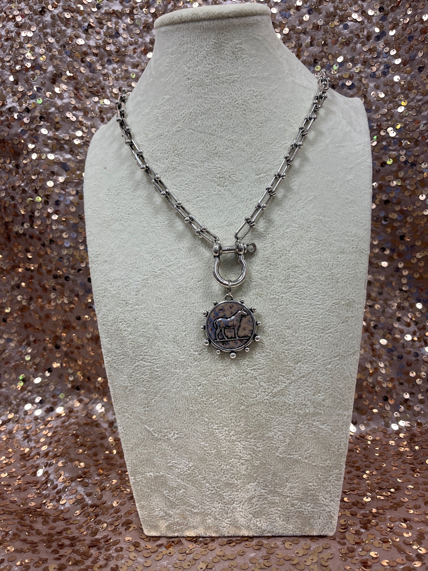HORSEBIT & COIN STATEMENT NECKLACE