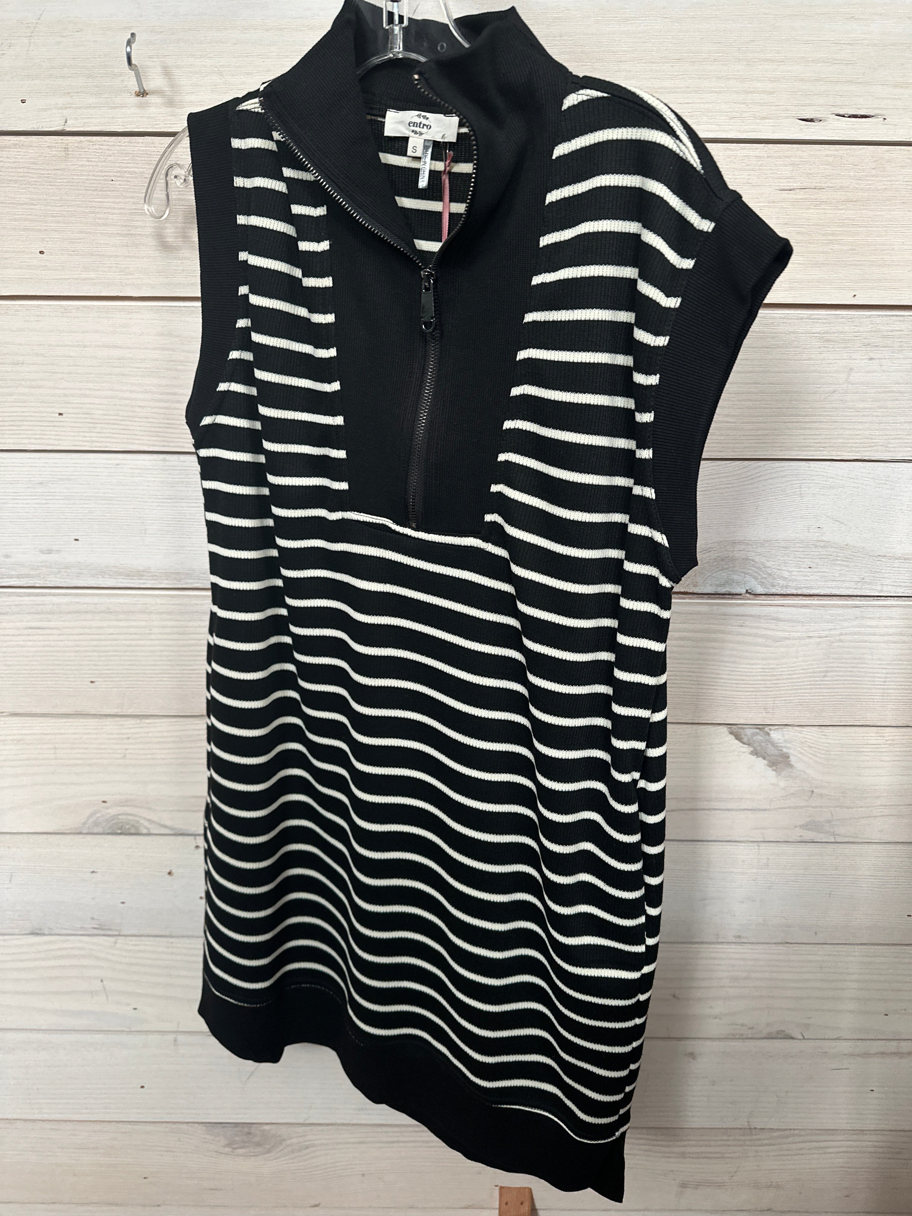 BLACK DRESS W/WHITE STRIPES
