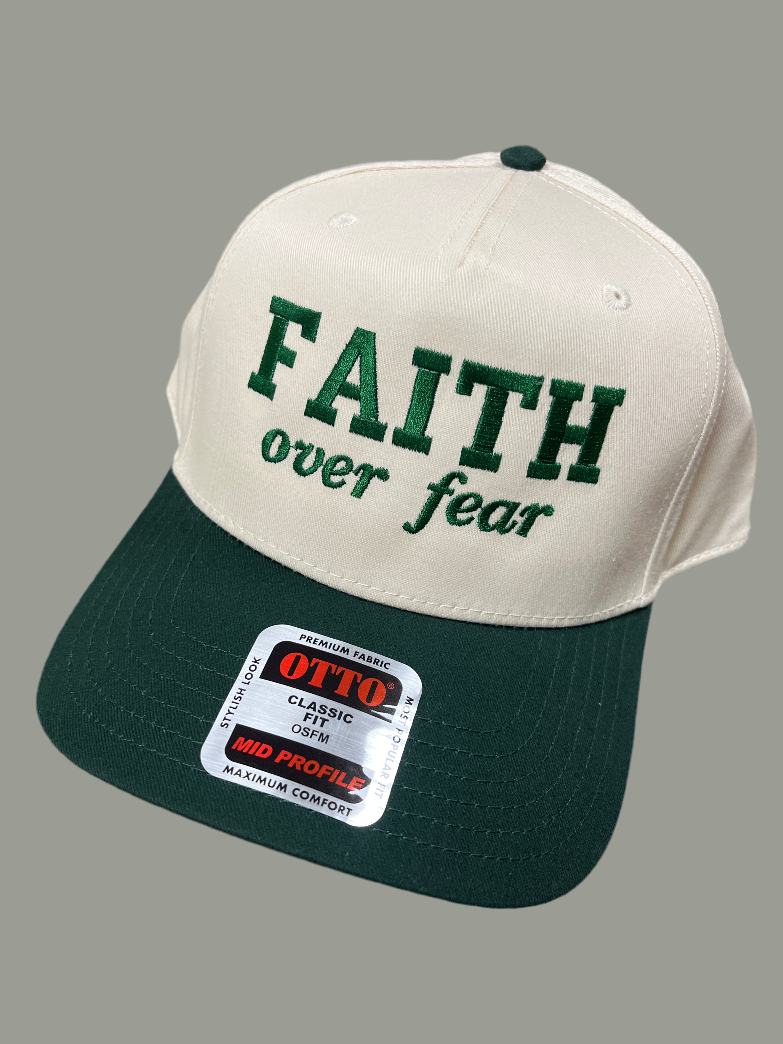 IVORY & GREEN HAT FAITH OVER FEAR