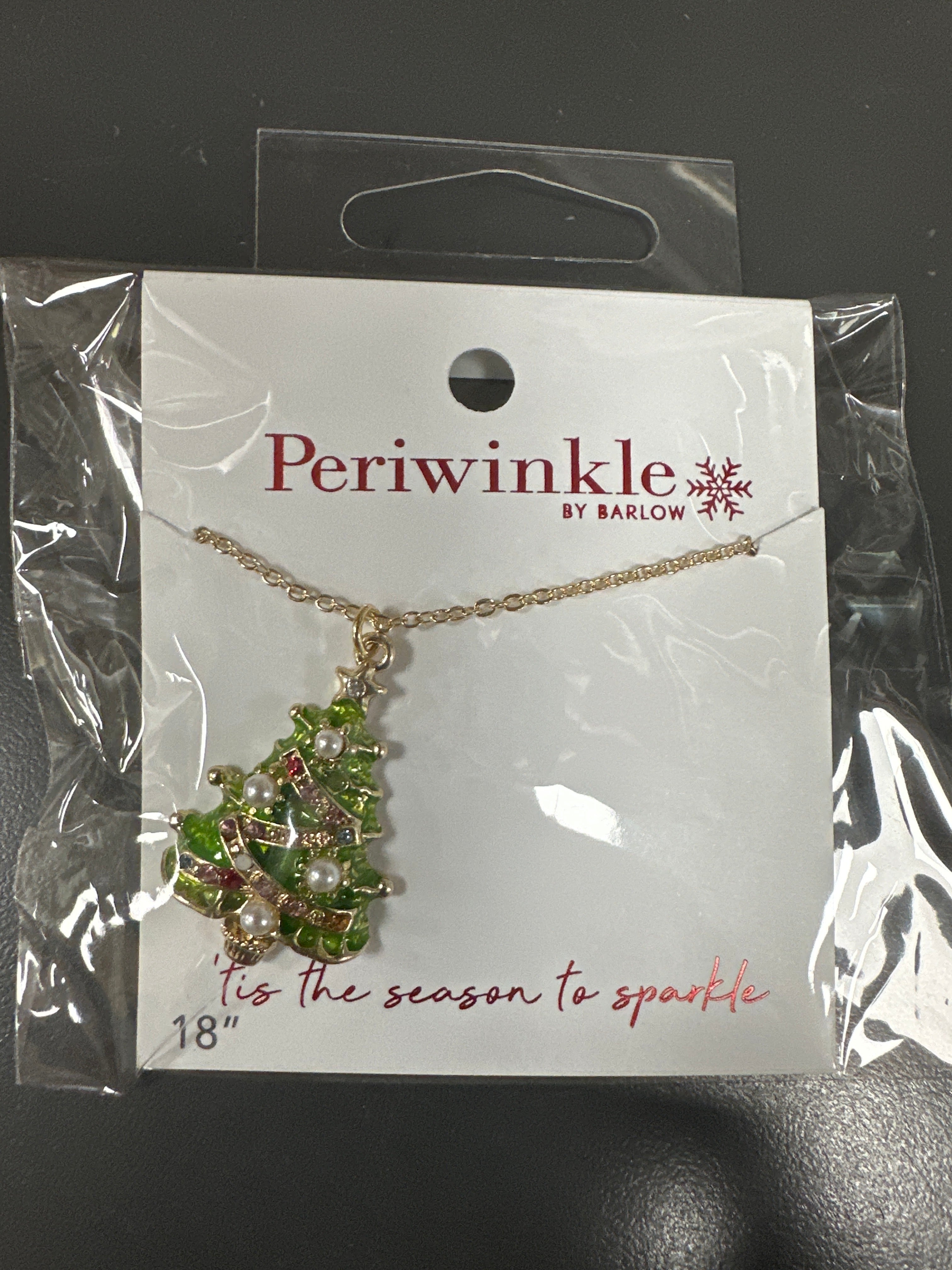 LT GREEN/GOLD CHRISTMAS TREE NECKLACE