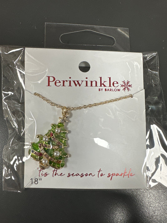 LT GREEN/GOLD CHRISTMAS TREE NECKLACE