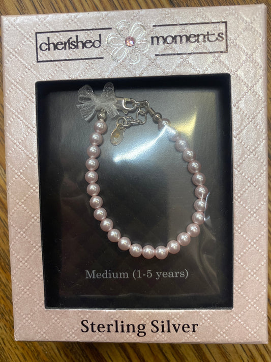 JAMI - SLVR BRCLT W/ PINK SWAROVSKI PEARLS - MD