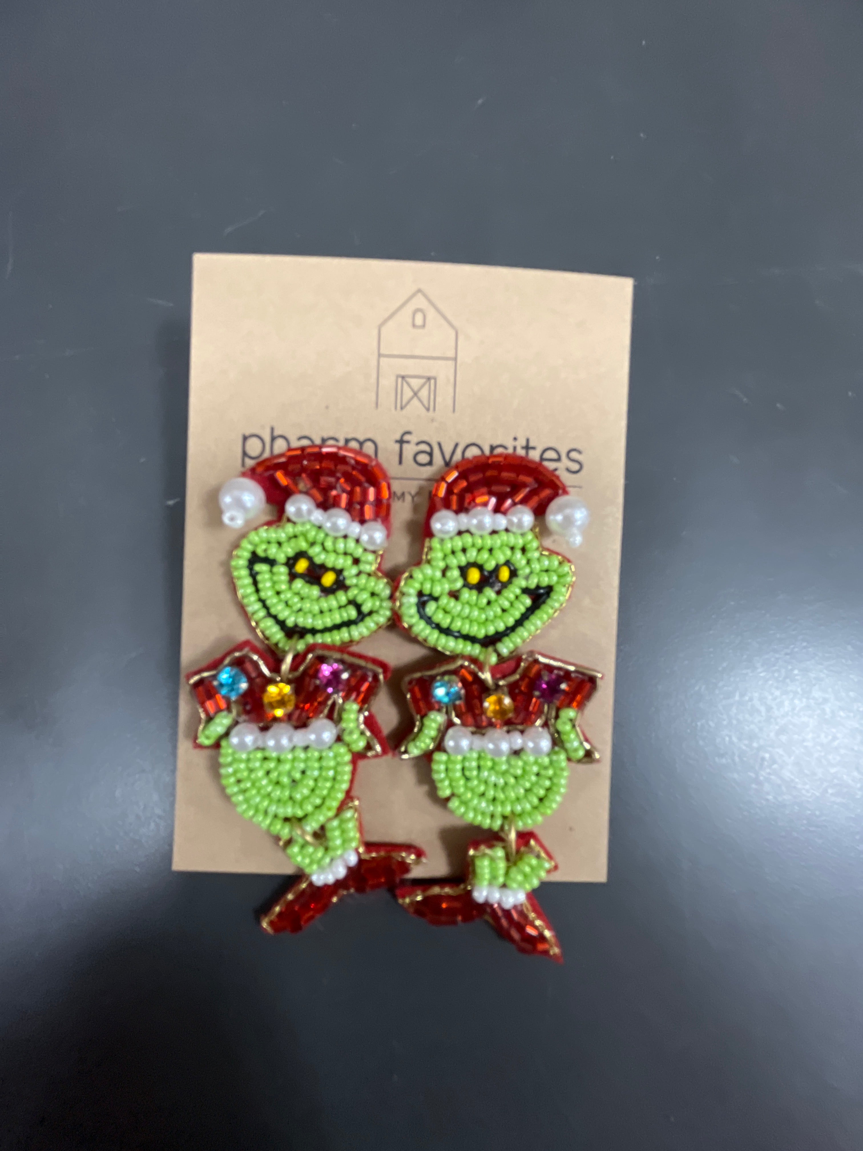 BEADED GRINCH EARRINGS