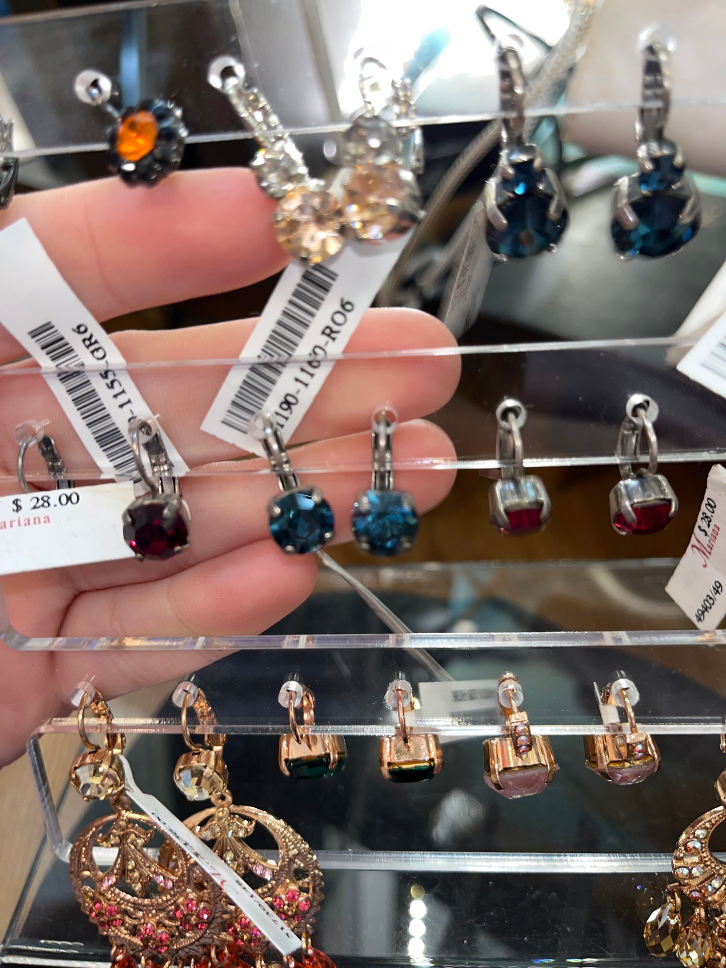 BLUE GREEN HANGING STUDS