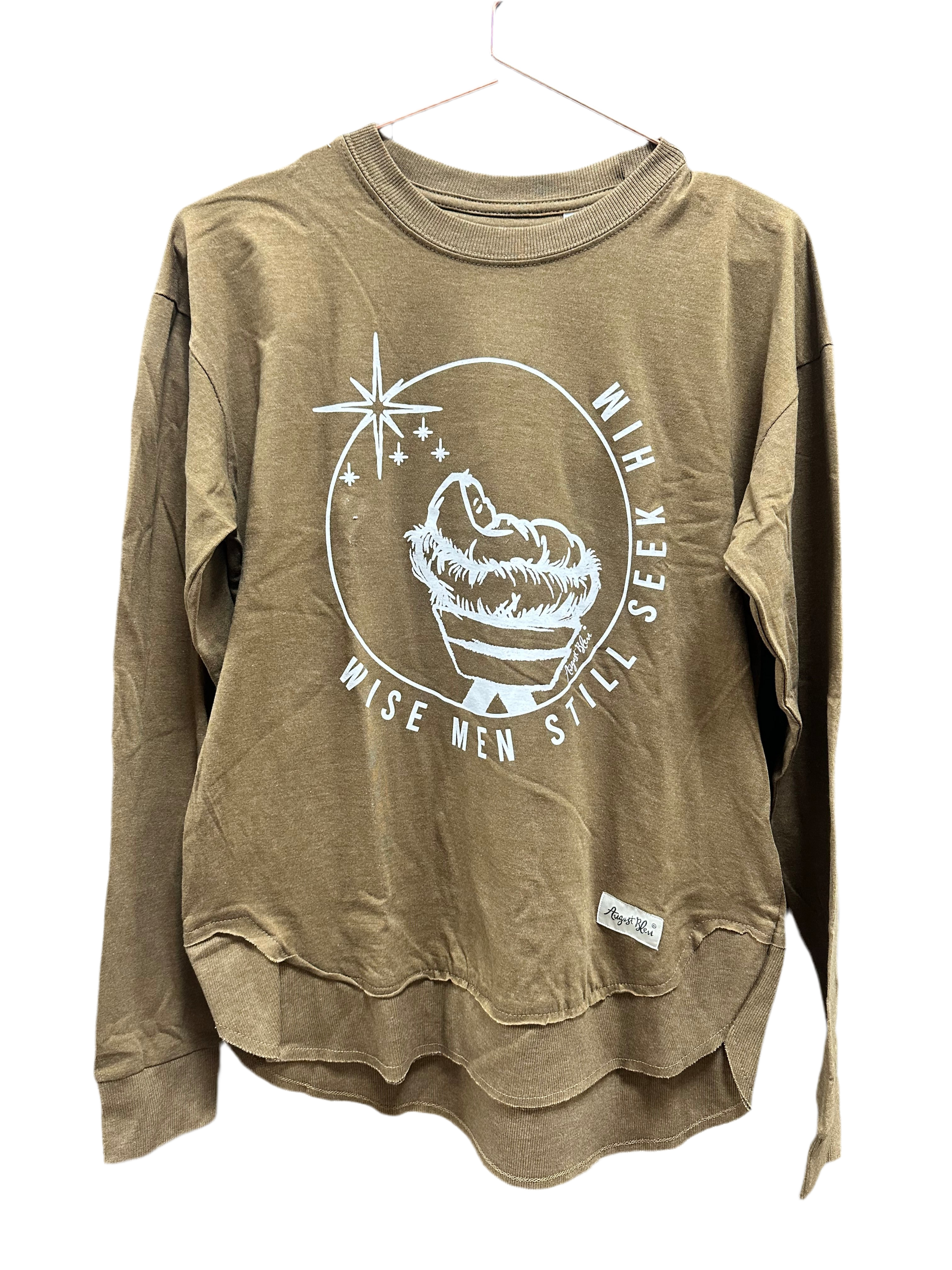 BROWN WISE MEN STILL SEEK HIM LONG SLEEVE ROUND BOTTOM TEE