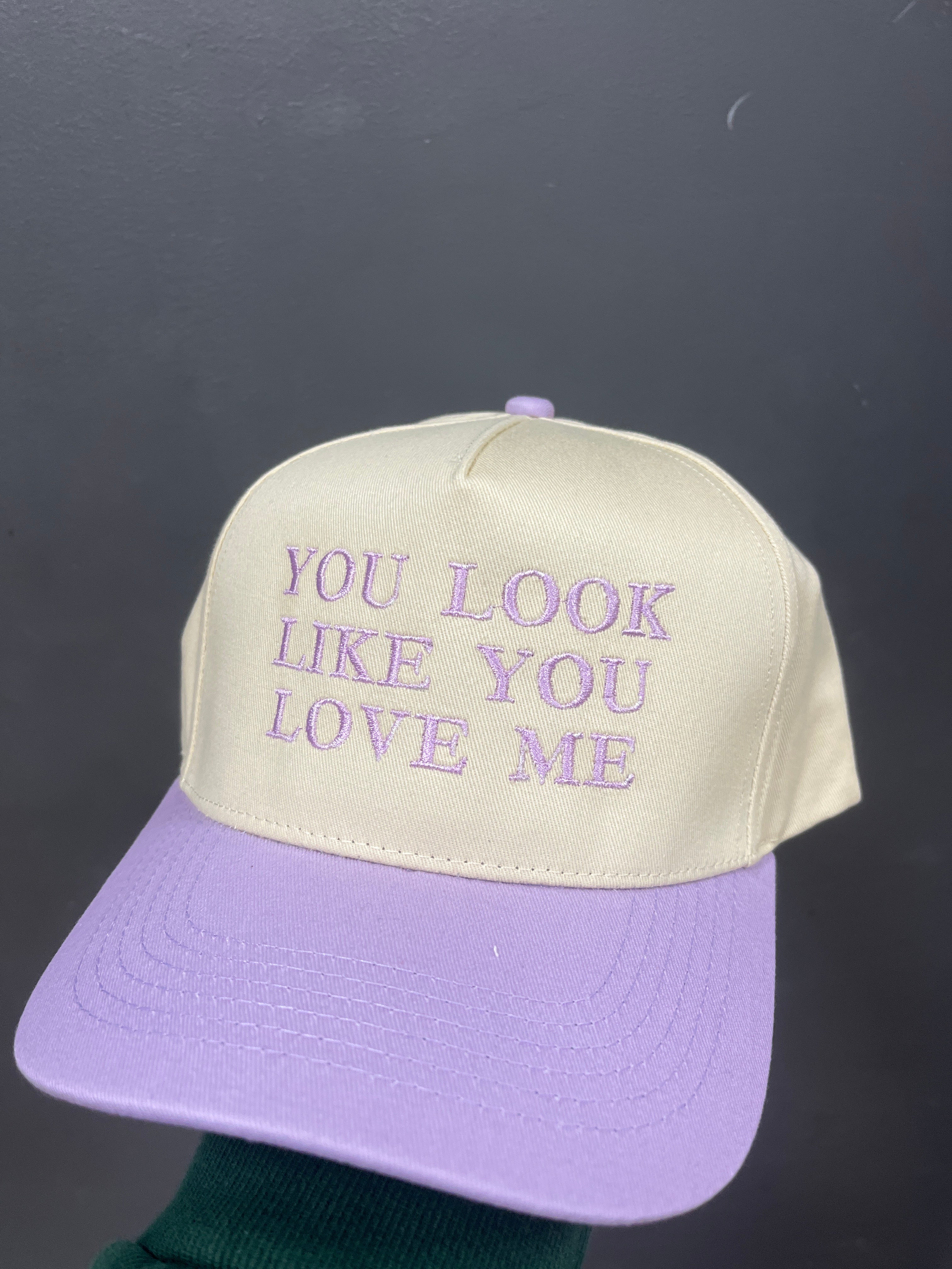PURPLE/IVORY HAT - YOU LOOK LIKE YOU LOVE ME