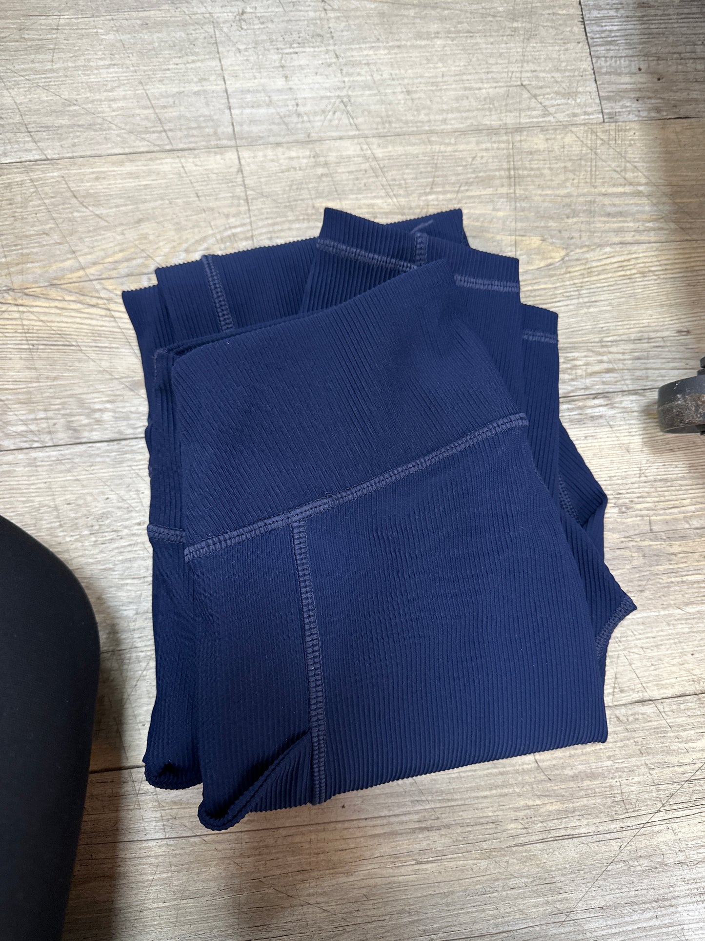 RIBBED ACTIVE WEAR LEGGINGS - NAVY