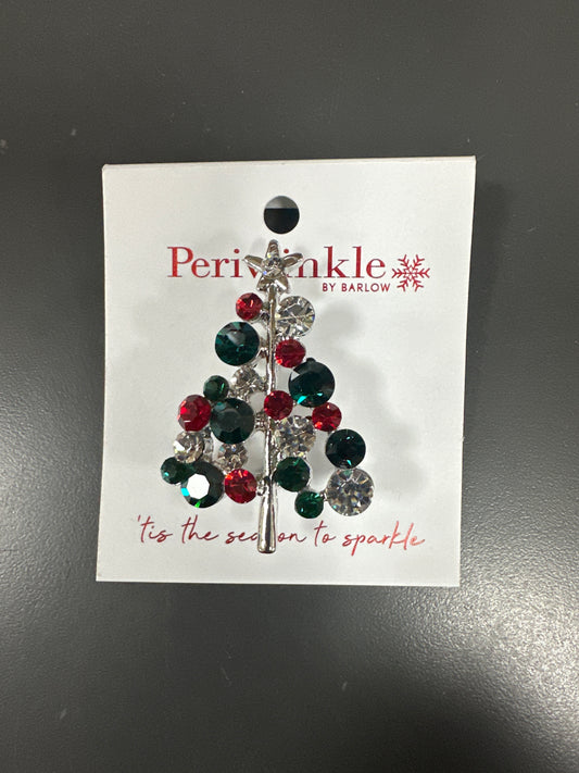 RED/GREEN/CLEAR CRYSTAL TREE BROOCH