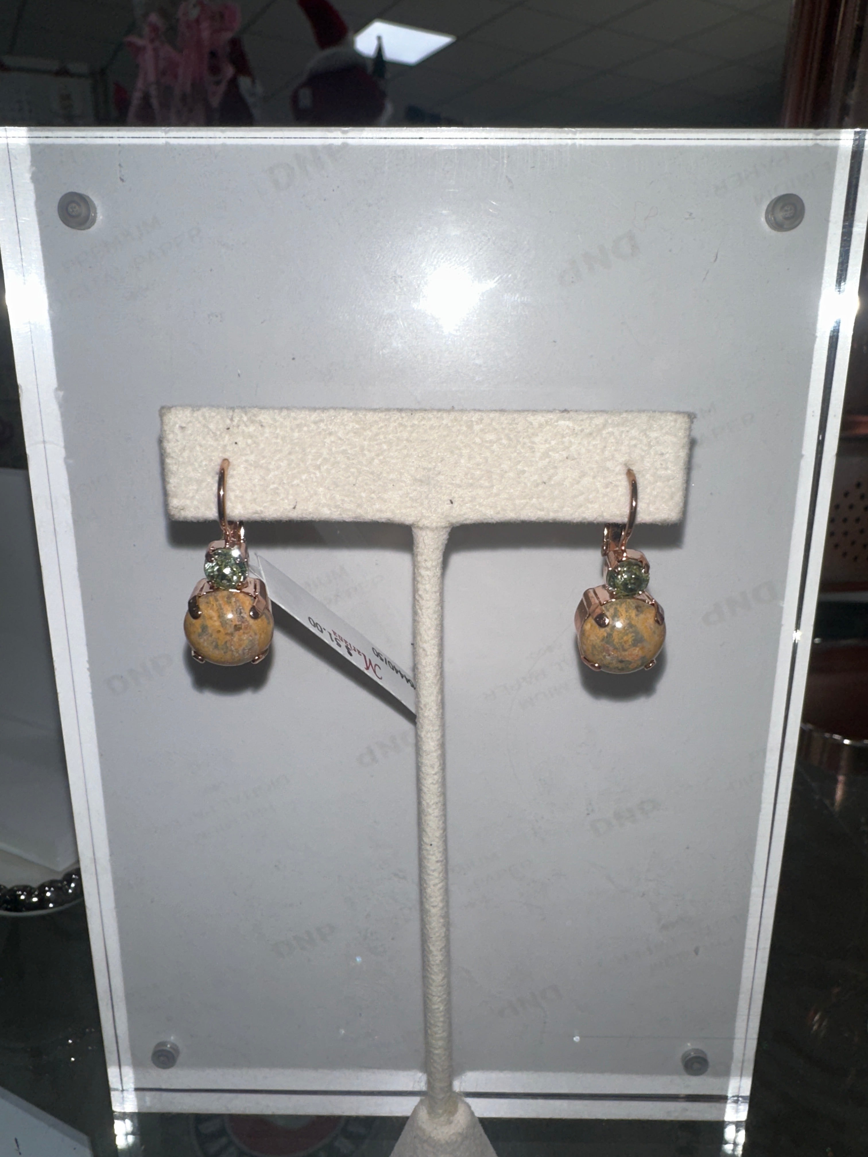 MARIANA EARRINGS - RG - LG TAN STONE/SM LT GRN CRY