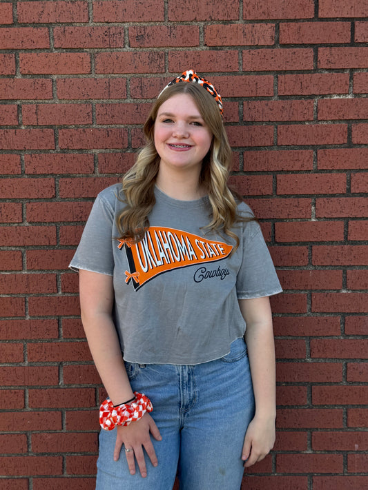 Oklahoma State University Pennant Crop Tee