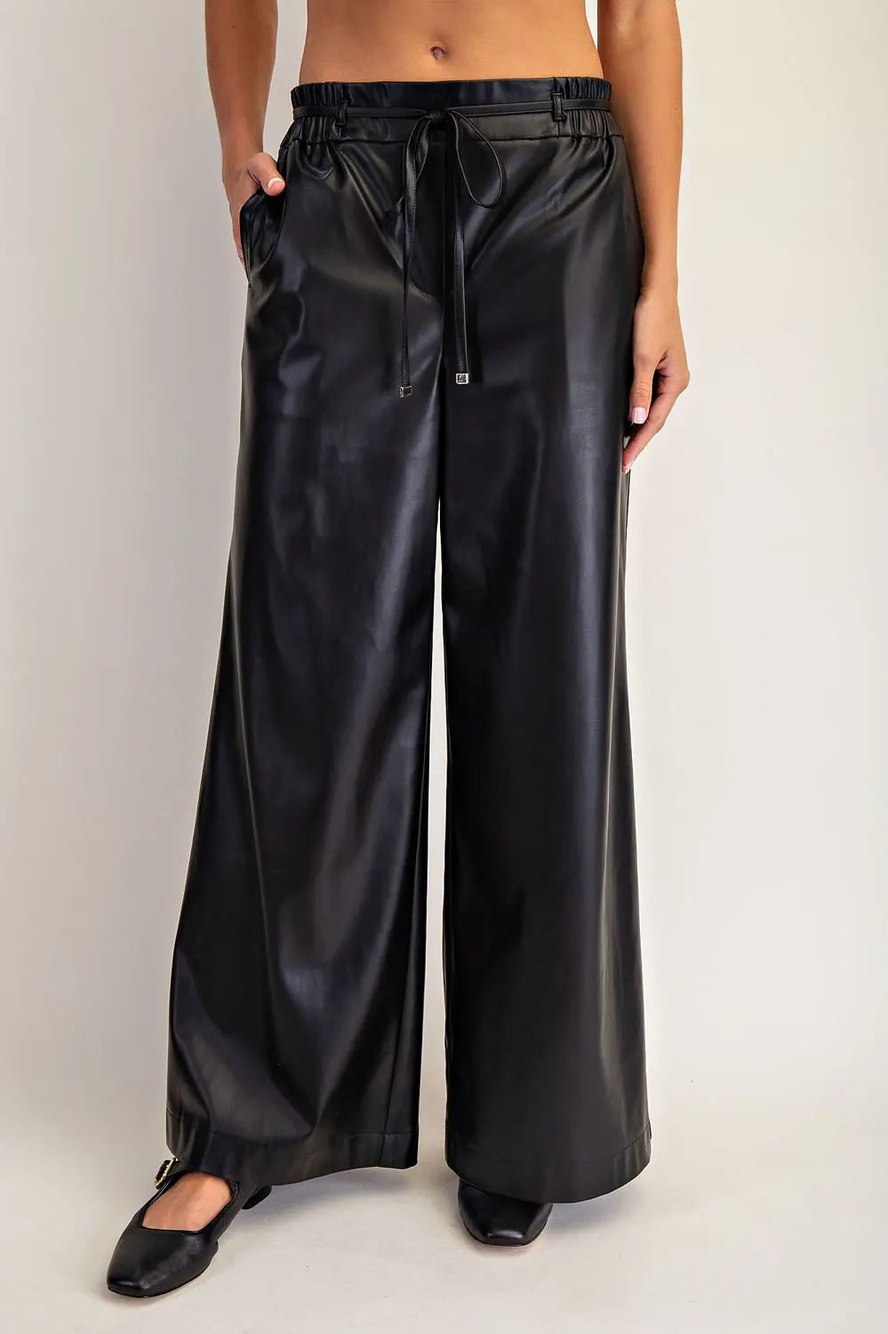 BLACK FAUX LEATHER PANTS