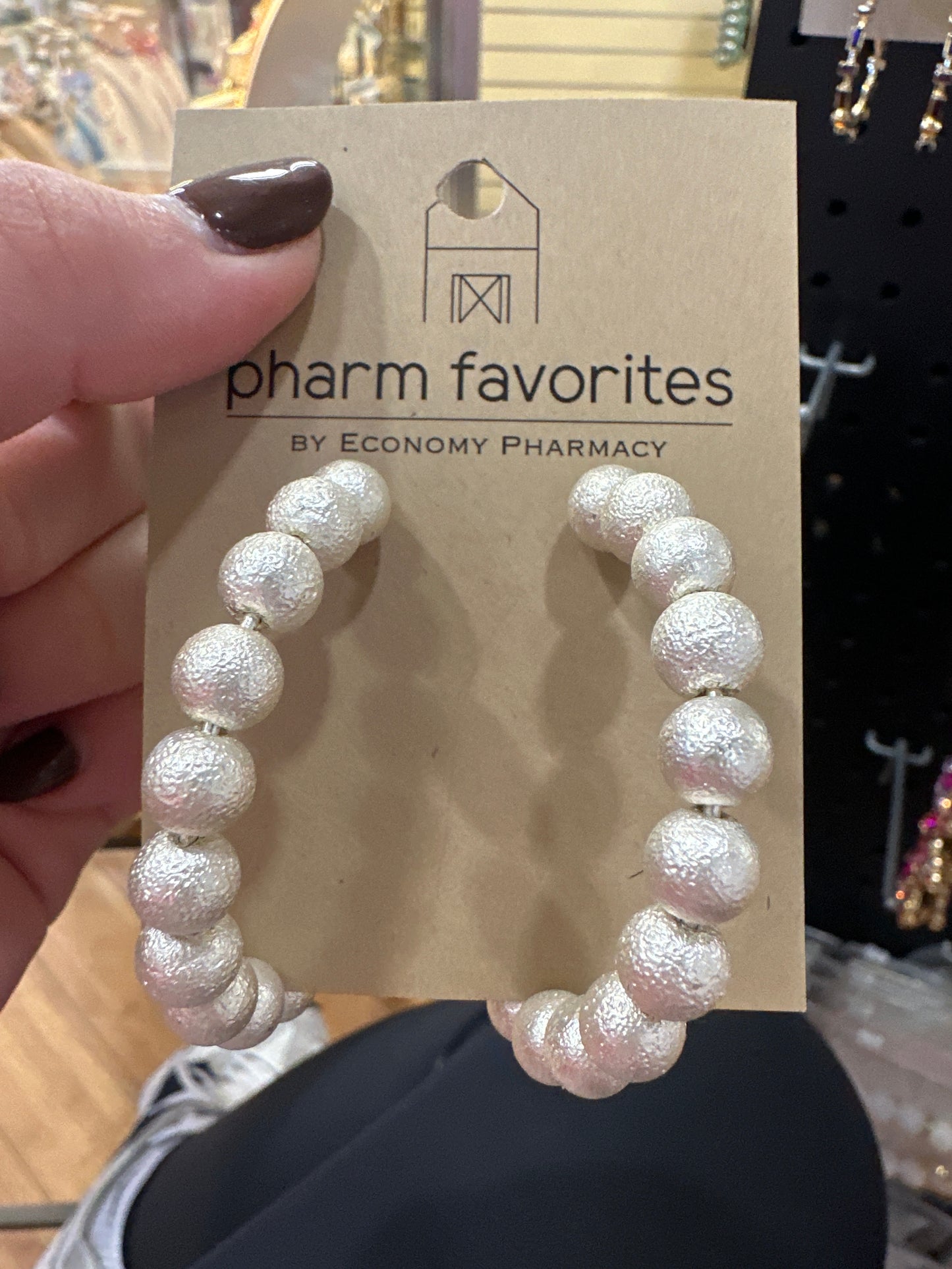 FORT MYERS BEADED HOOP EARRINGS - MATTE SLVR