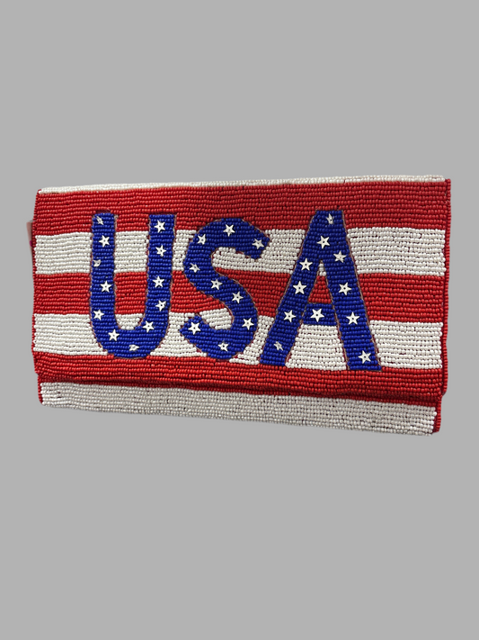 USA Beaded Crossbody Clutch