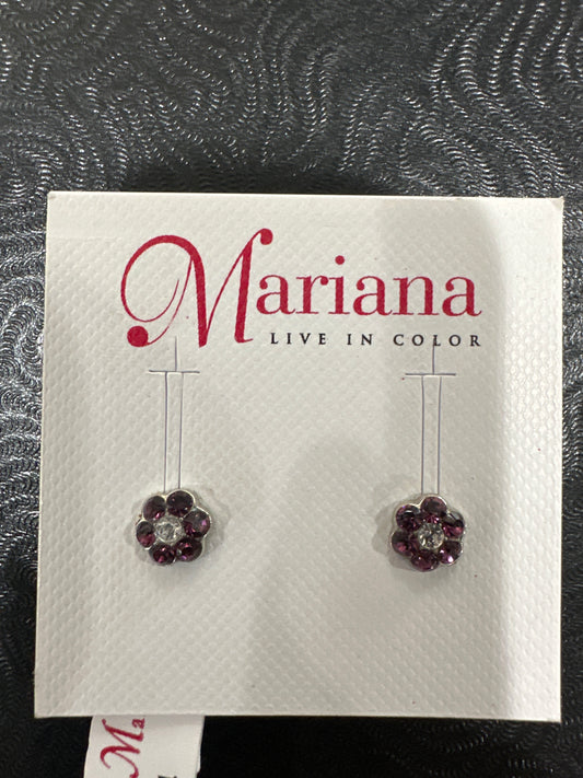 MARIANA EARRINGS -SLVR - SM FLOWER PURPLE