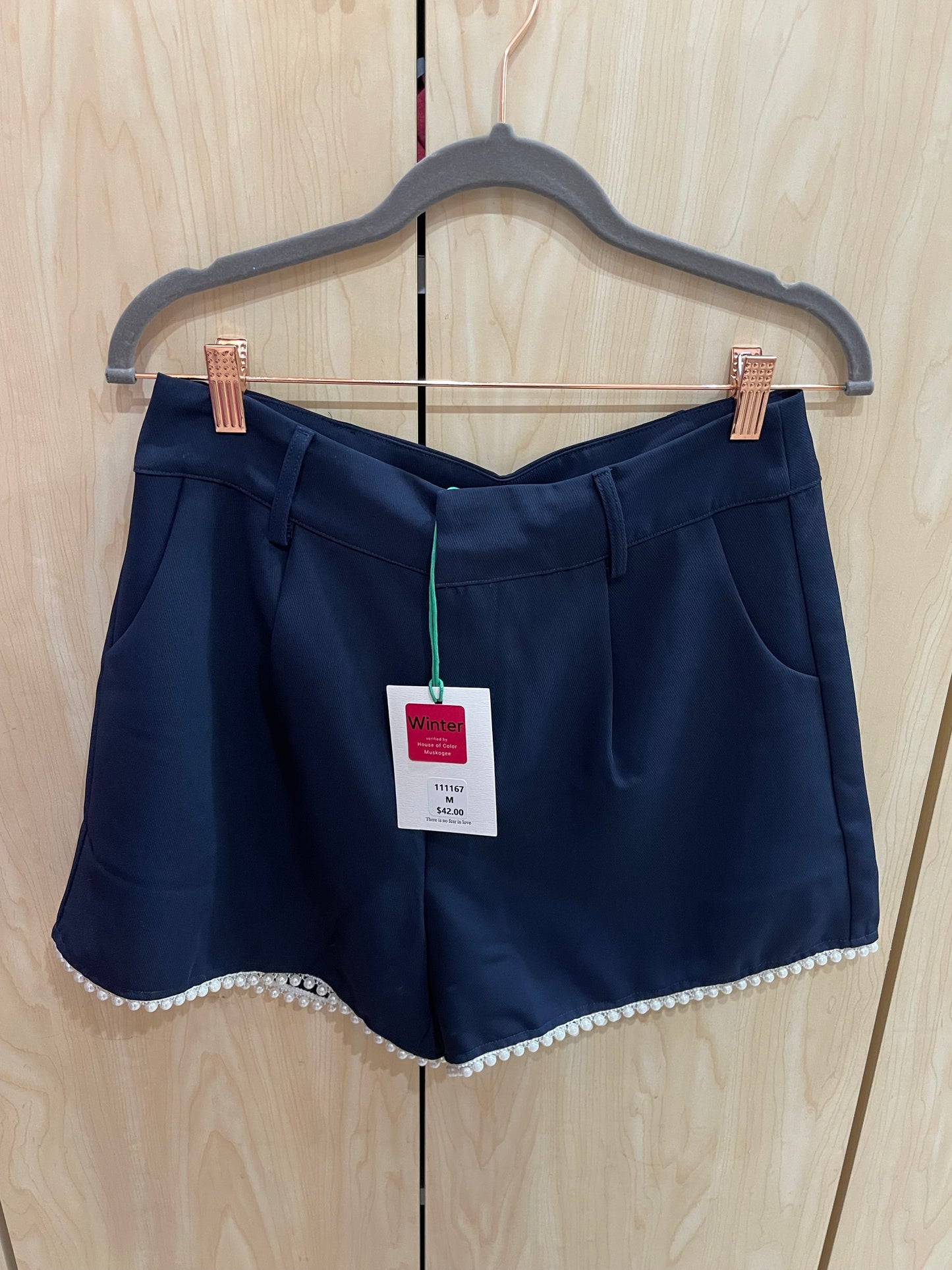 Tailored Shorts with Pearl Trim