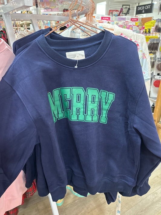 NAVY MERRY SWEATSHIRT
