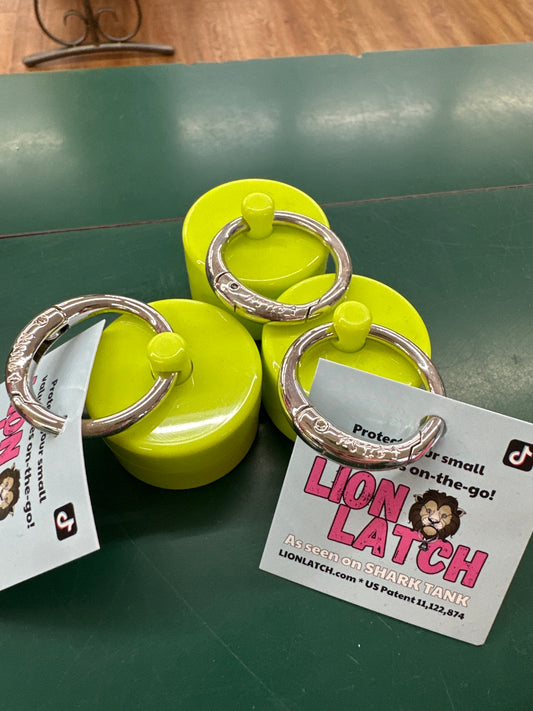 LION LATCH JEWELRY/PILL TOTE - FLUORESCENT YELLOW