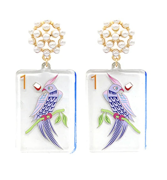 BIRD BAM MAHJONG EARRINGS
