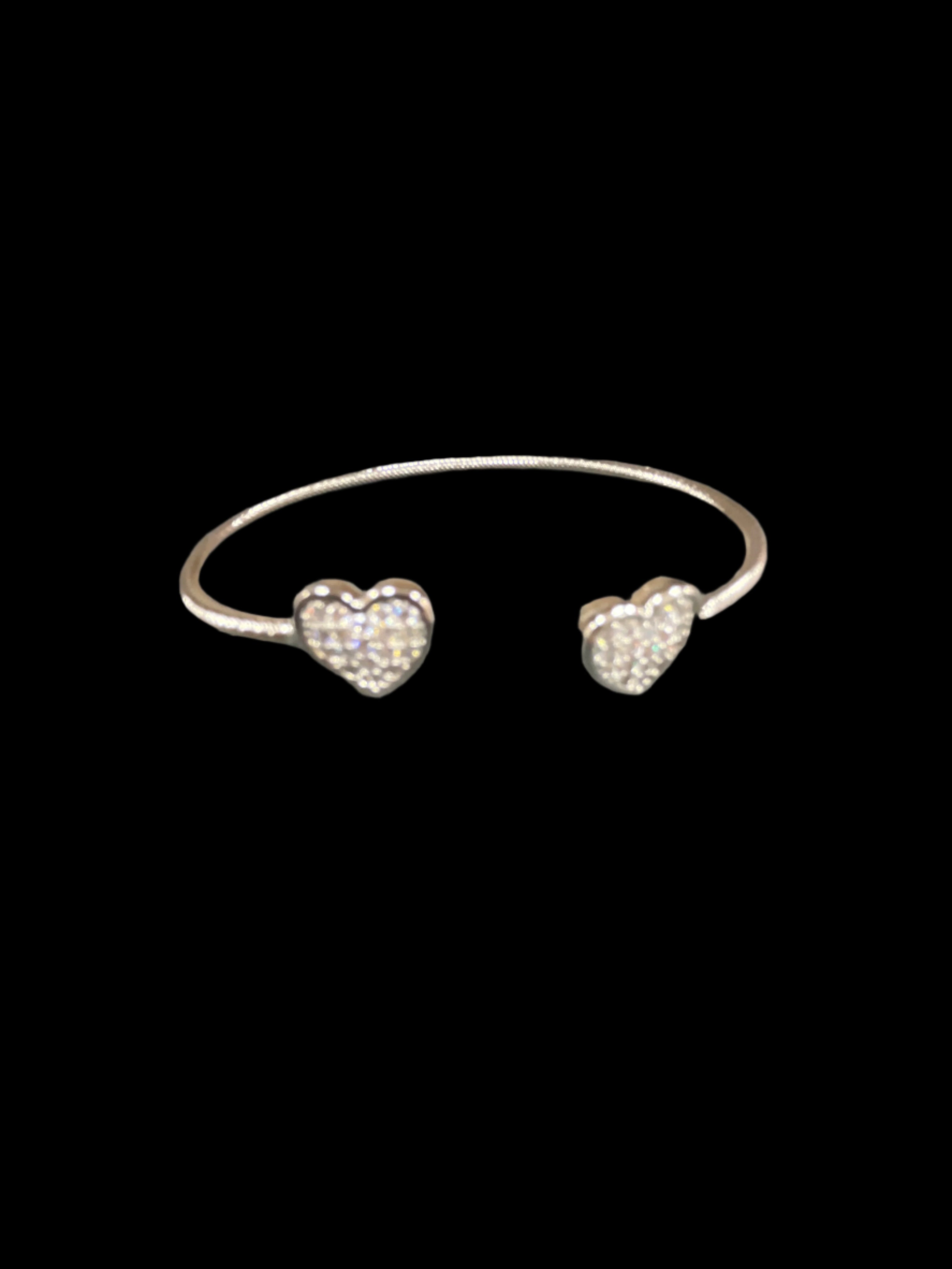DOUBLE PAVE HEART OPEN END CUFF BRACELET