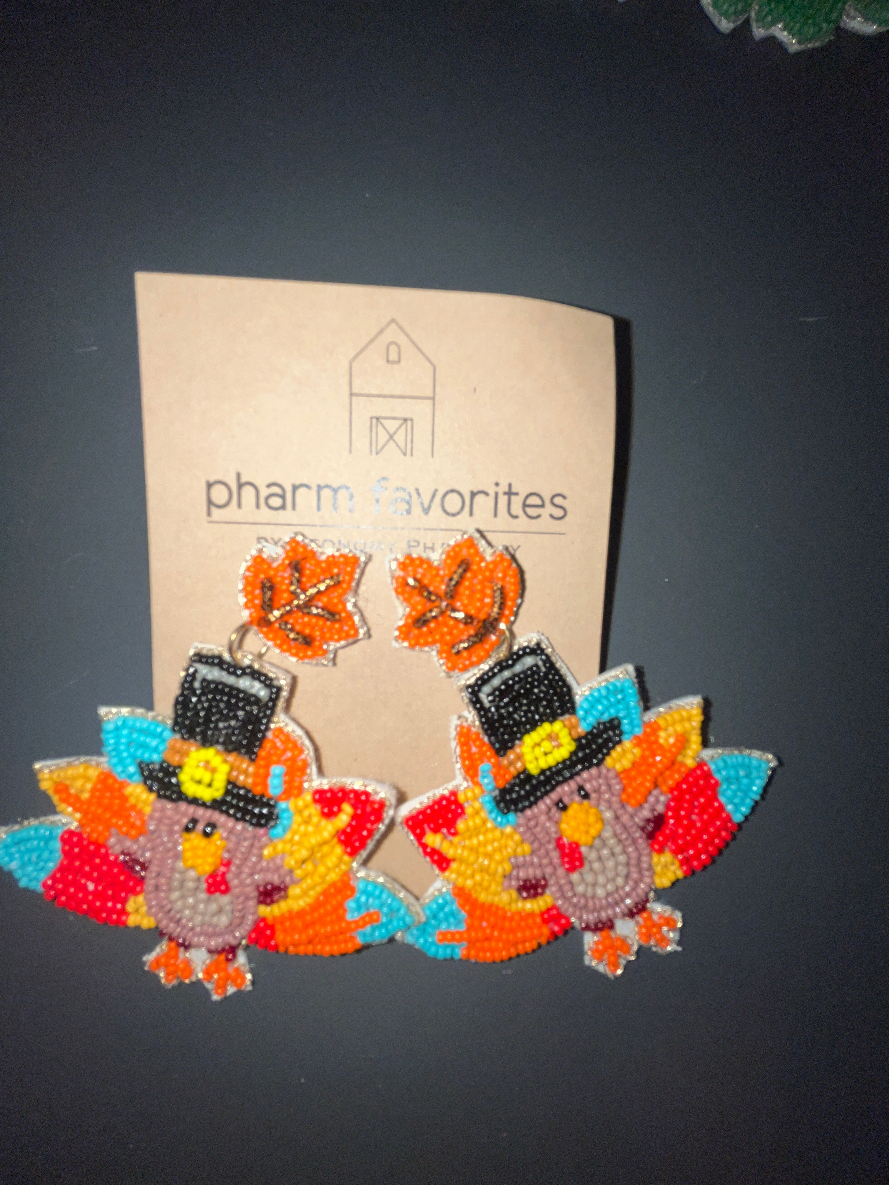 BEADED TURKEY EARRING