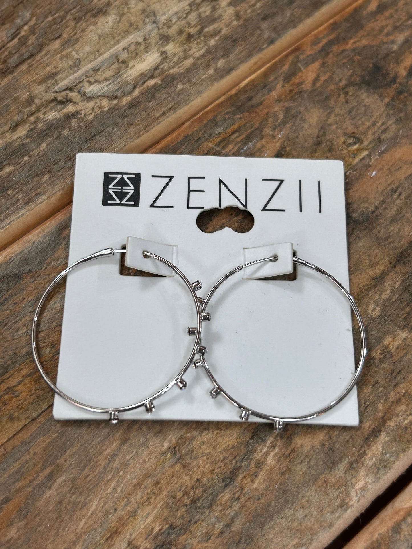 THIN SILVER HOOP WITH DIAMONDS