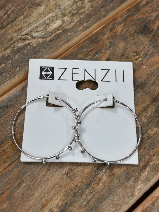 THIN SILVER HOOP WITH DIAMONDS