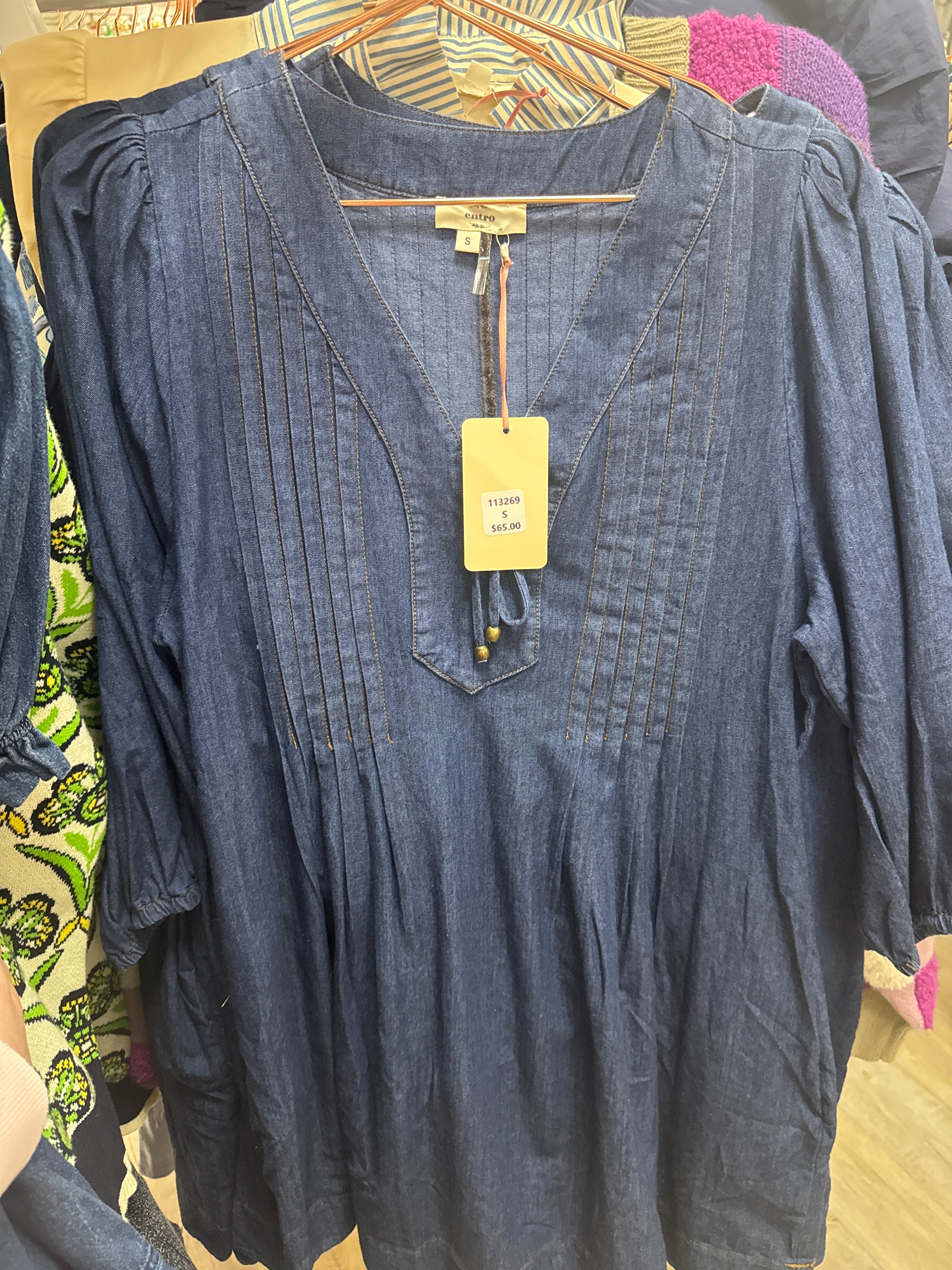 DARK DENIM PLEATED DRESS