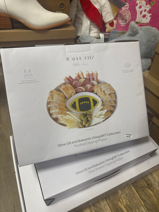 JEANNE FITZ OIL & VINEGAR DIPPING PLATTER - FOOTBALL