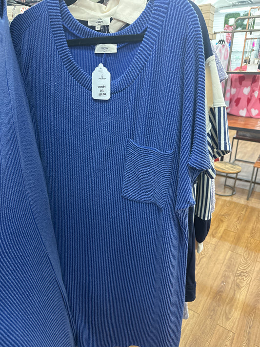 INDIGO RIBBED TSHIRT DRESS