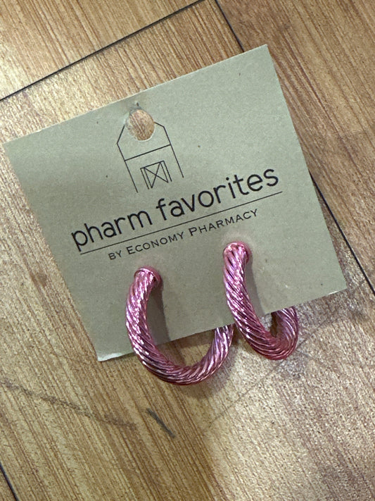 BURNETT CABLE HOOP EARRINGS - PINK