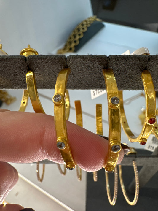 CRESCENT STONE HOOP GOLD OBSIDIAN CLEAR- M