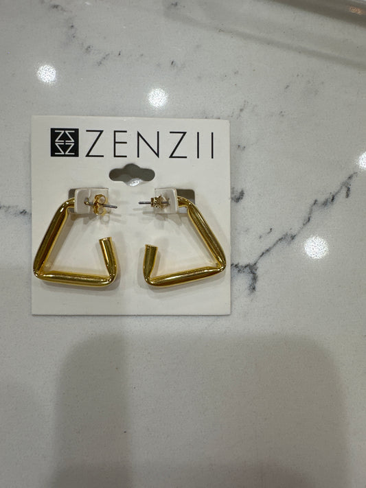 METAL TRIANGLE HOOP EARRINGS - GOLD