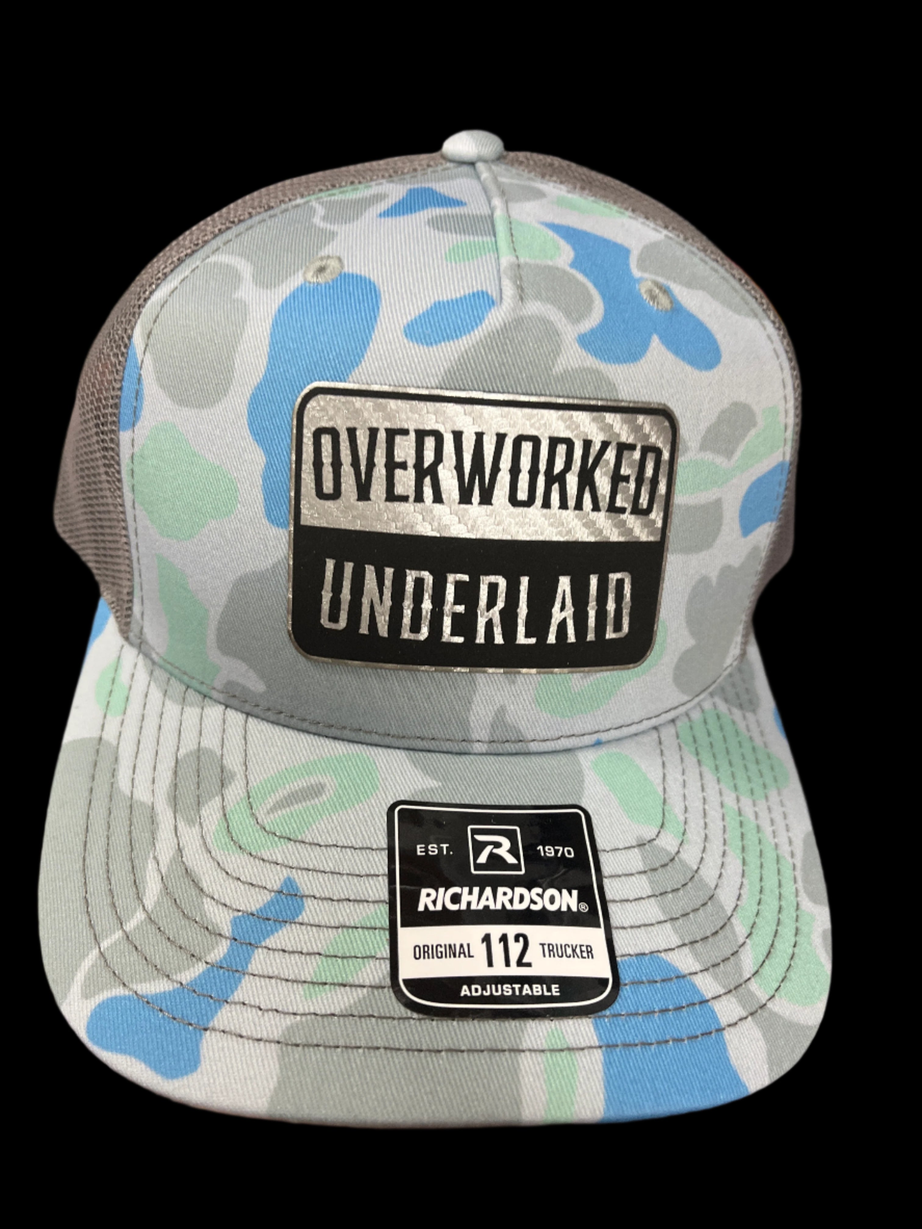 BLUE CAMO HAT - OVERWORKED/UNDERLAID