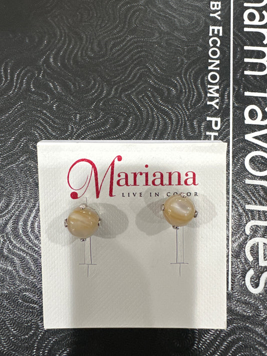 MARIANA EARR-SLVR STUDS-TAN SWIRL