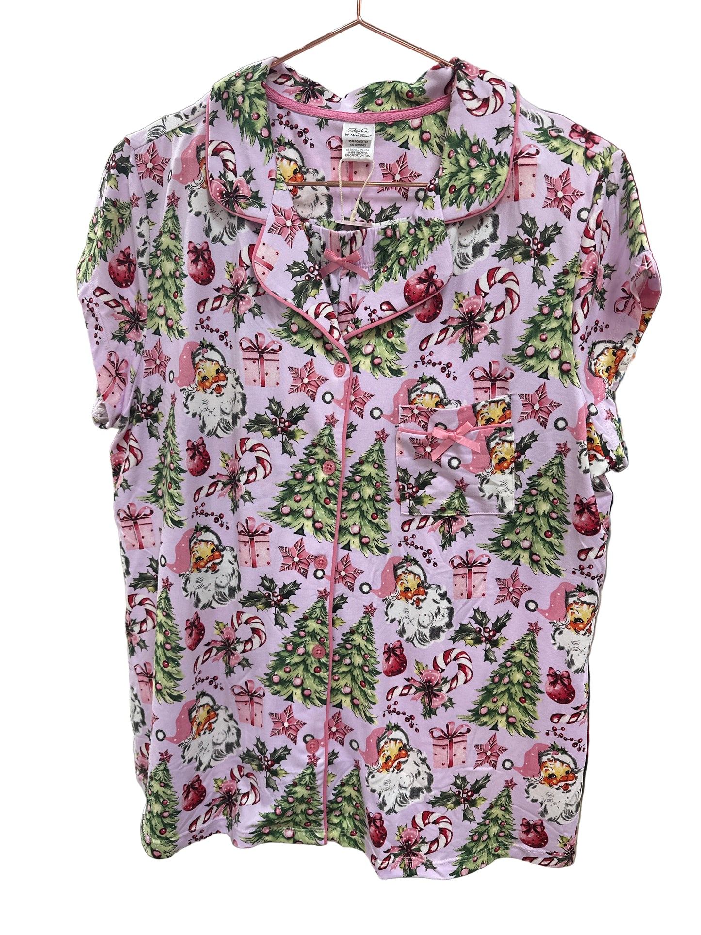 PINK VINTAGE HOLIDAY SHORT SLEEVE LOUNGE SET