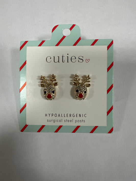 CRYSTAL STUDDED REINDEER EARRINGS