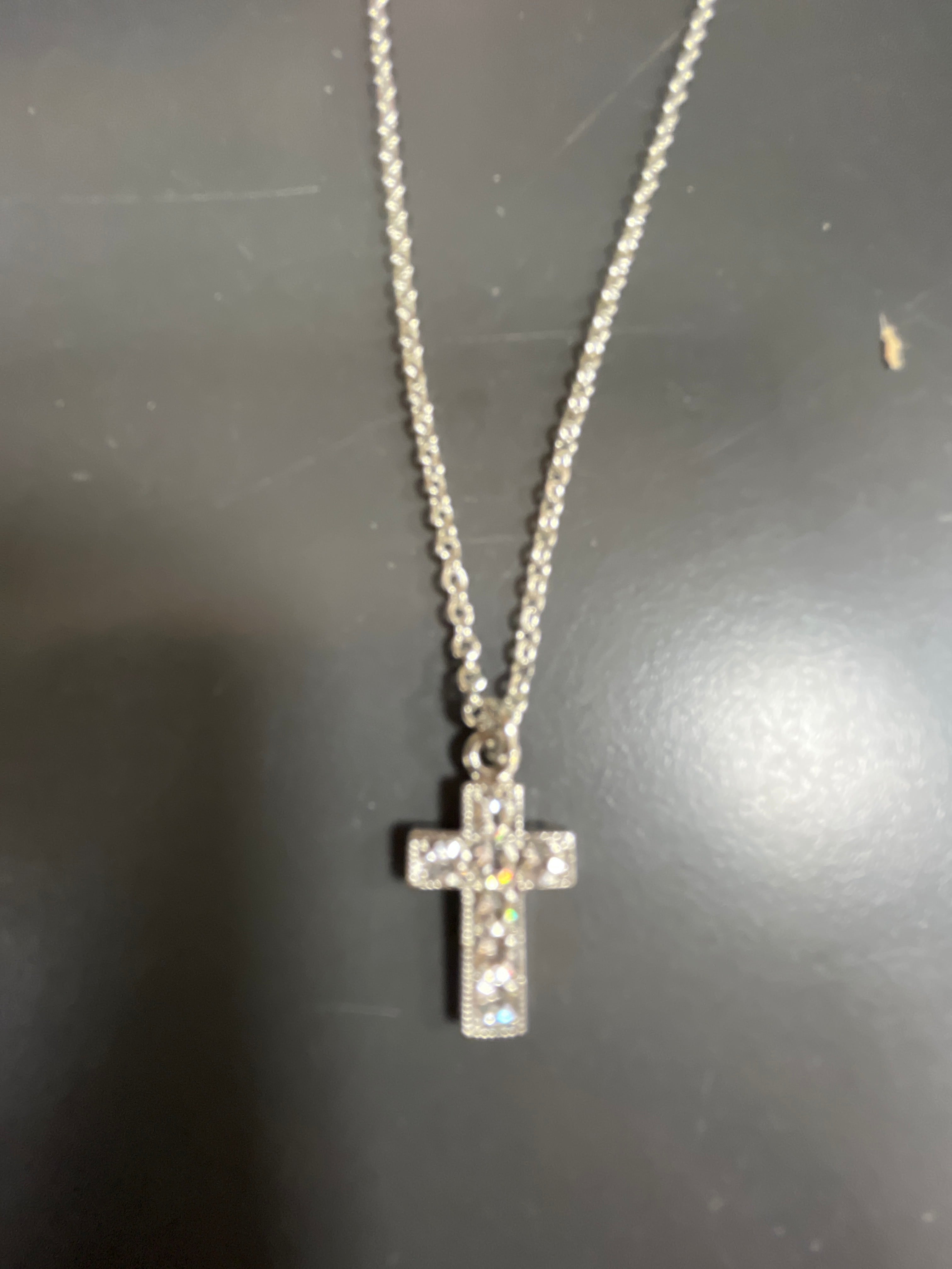 MARIANA - NECKLACE - SILVER - CLEAR CROSS