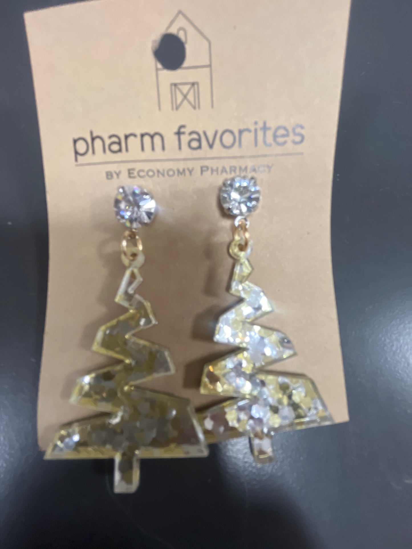 Glitter Acrylic Zig Zag Christmas Tree Earrings