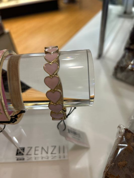 Pink canvas heart bracelet