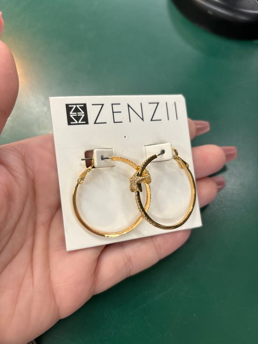 GOLD DIAMOND ENCRESTED STAR HOOPS