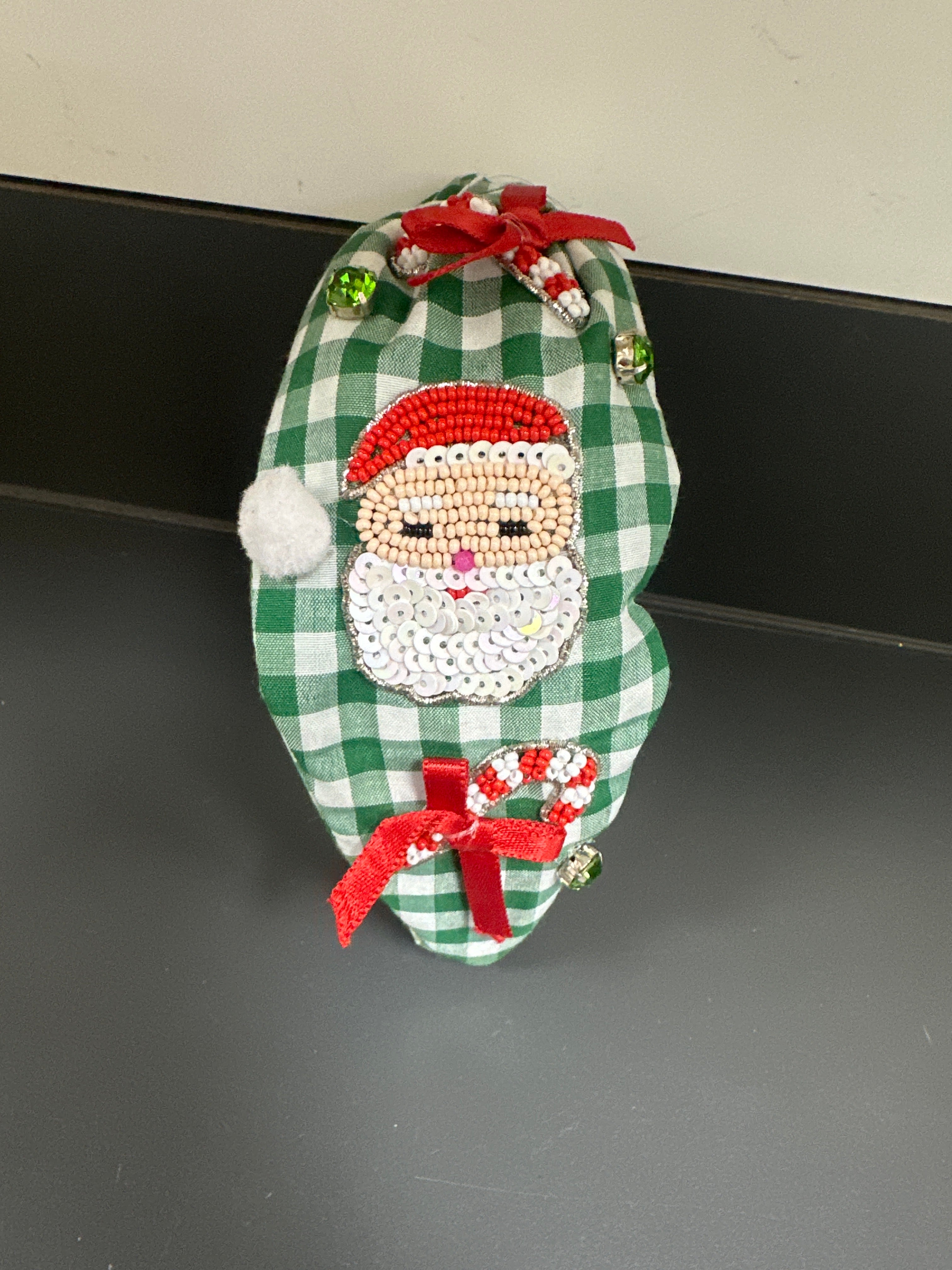 CHECKER SANTA HEADBAND - GREEN