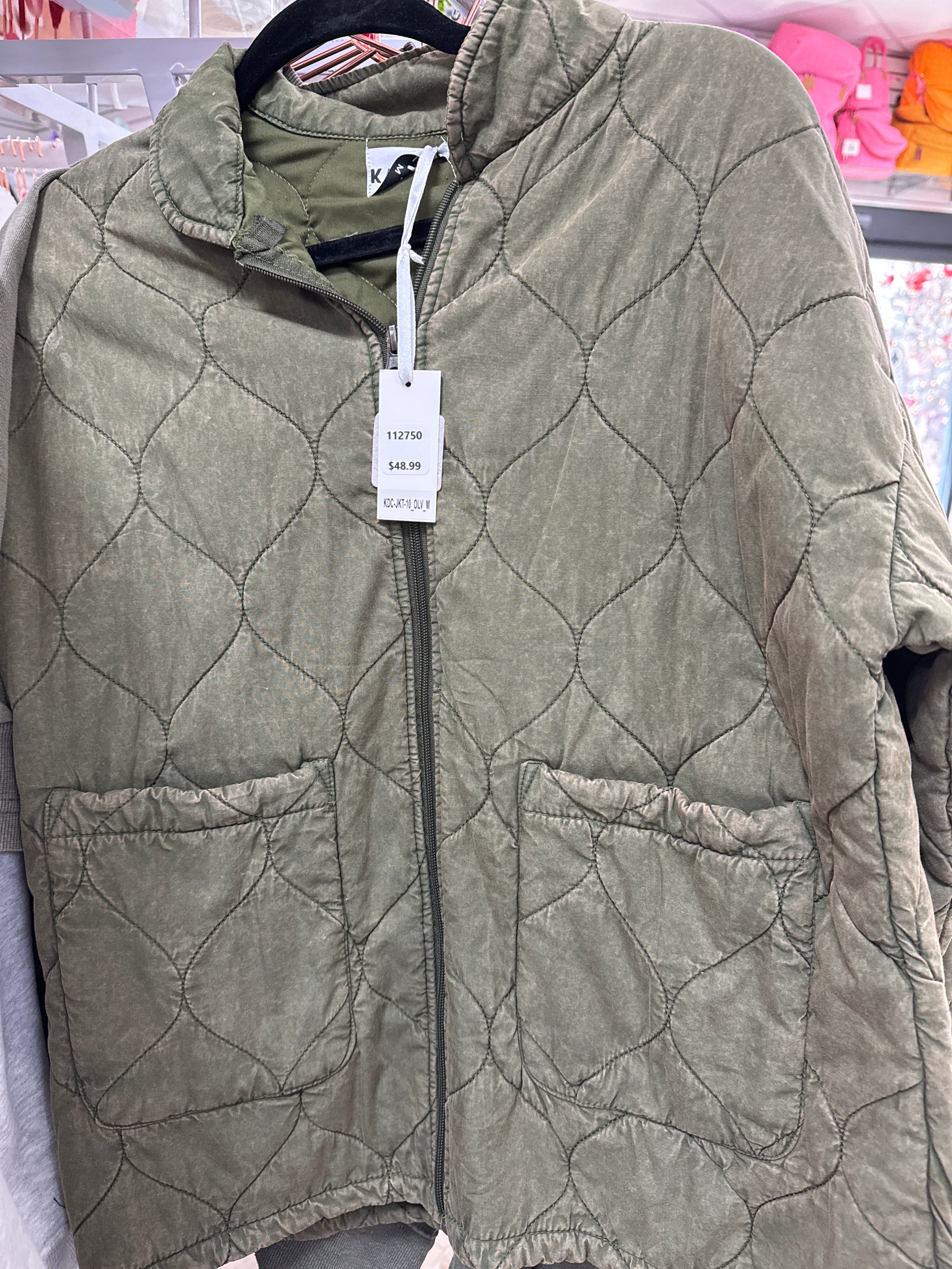 WASHED QUILTED JACKET - GREEN