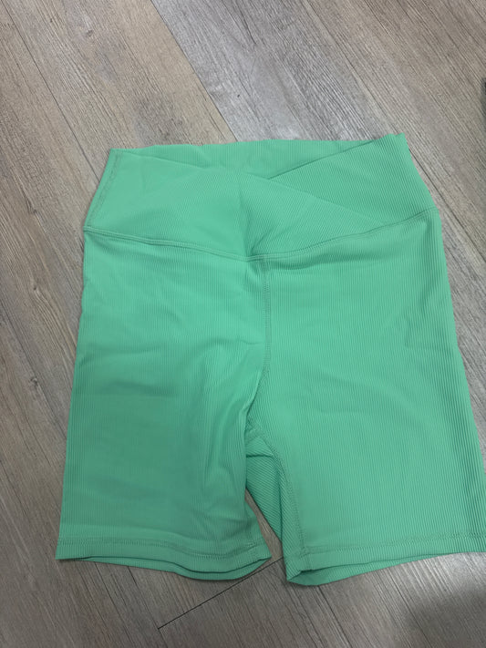 DIGITAL GREEN RIBBED BIKER SHORTS