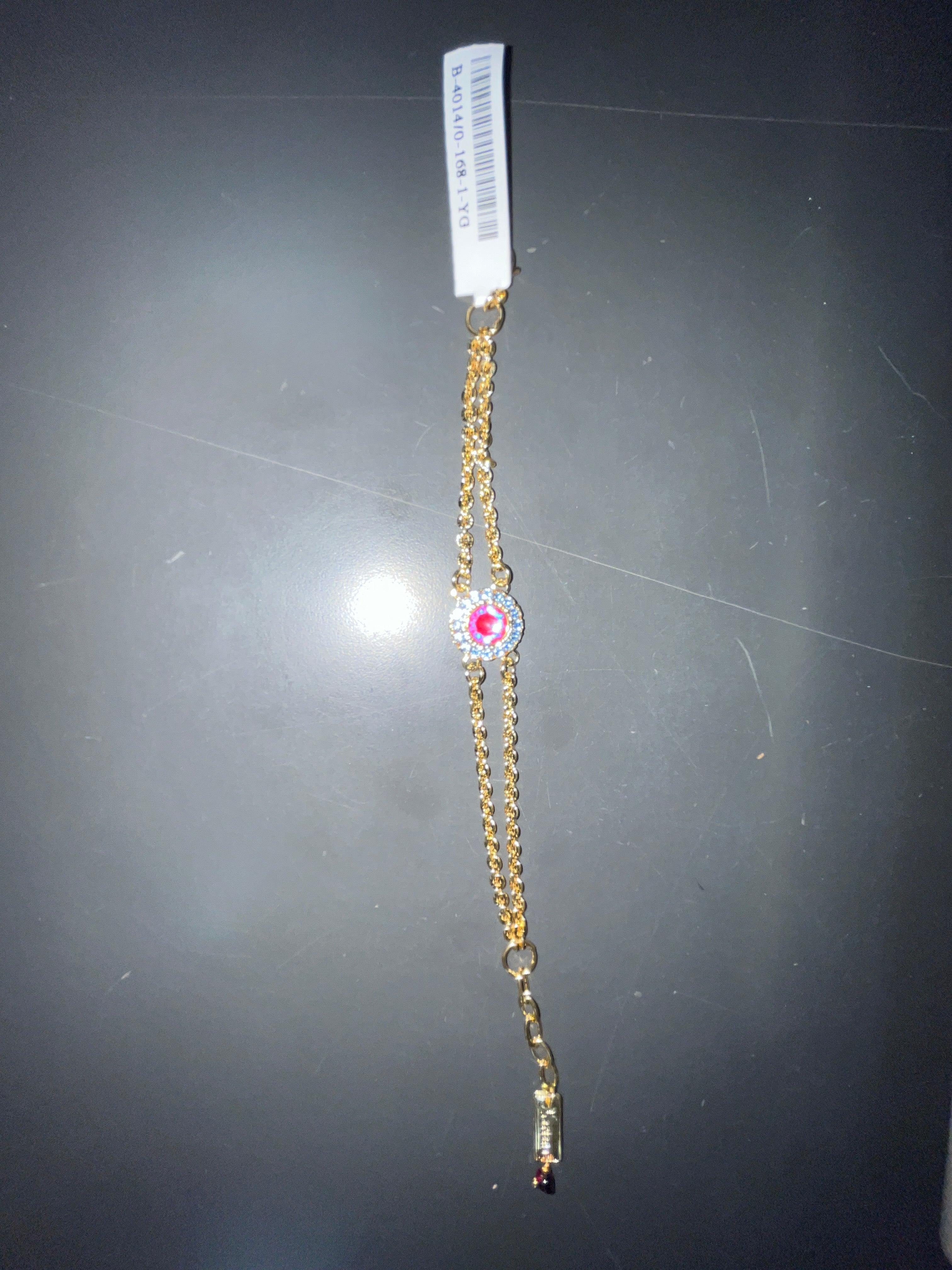 MARIANA - BRACELET - GOLD - PINK/LIGHT BLUE MEDALLION